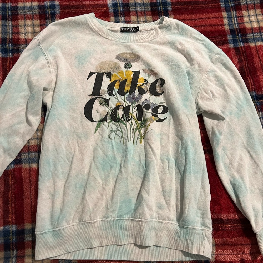 Take Care Graphic Sweater - White